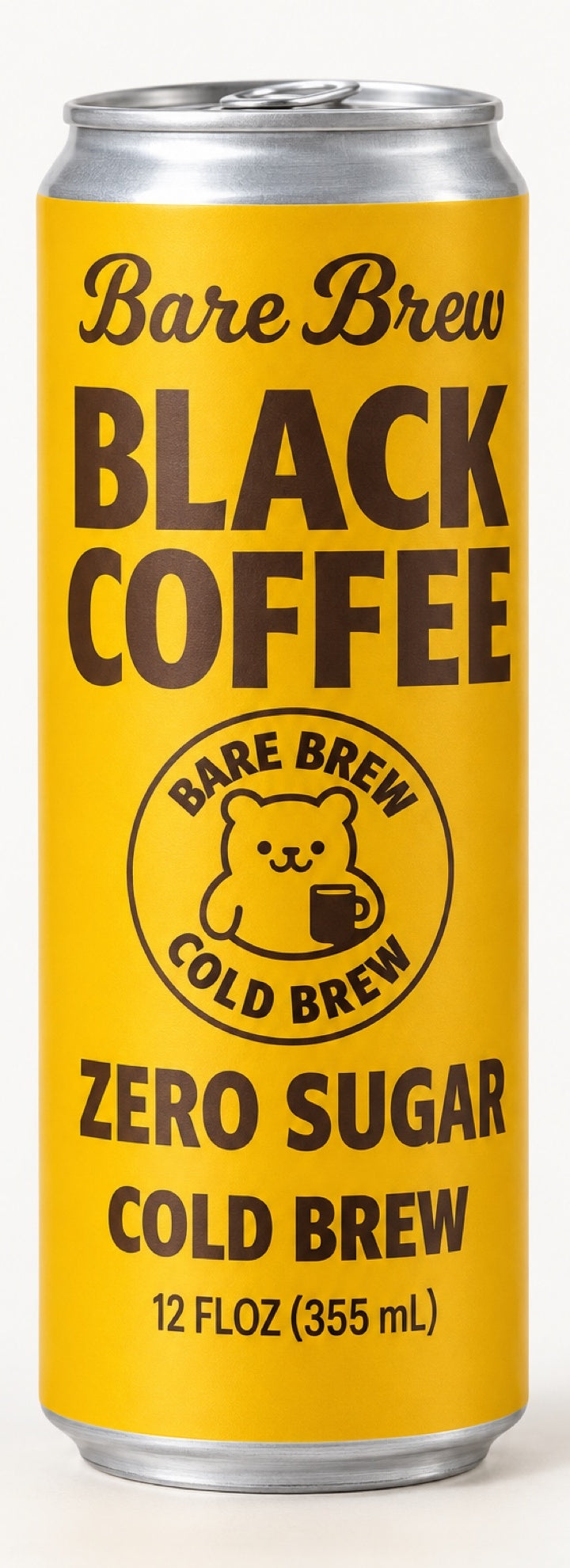 Bare Brew Black Coffee cold brew can - 320mg caffeine, zero sugar